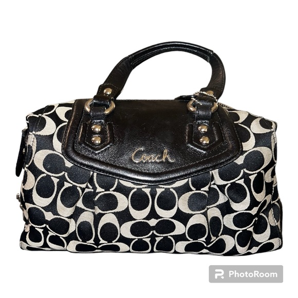 Coach Ashley Satchel Bag in Signature Black & Gray- EUC - Picture 3 of 13